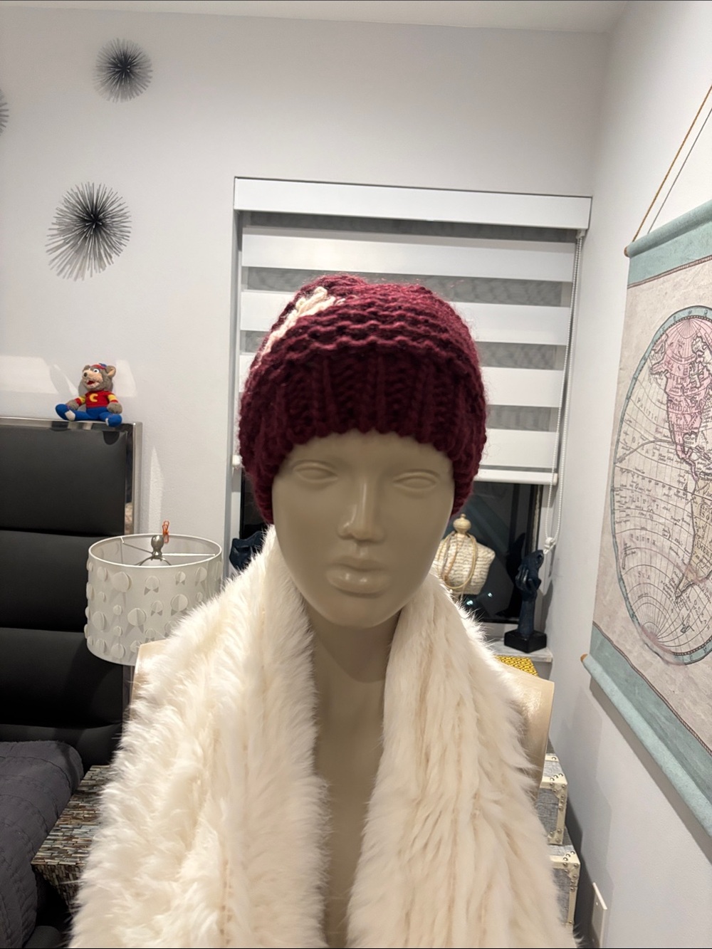 Cozy Women’s Knit Beanie Hat - Burgundy